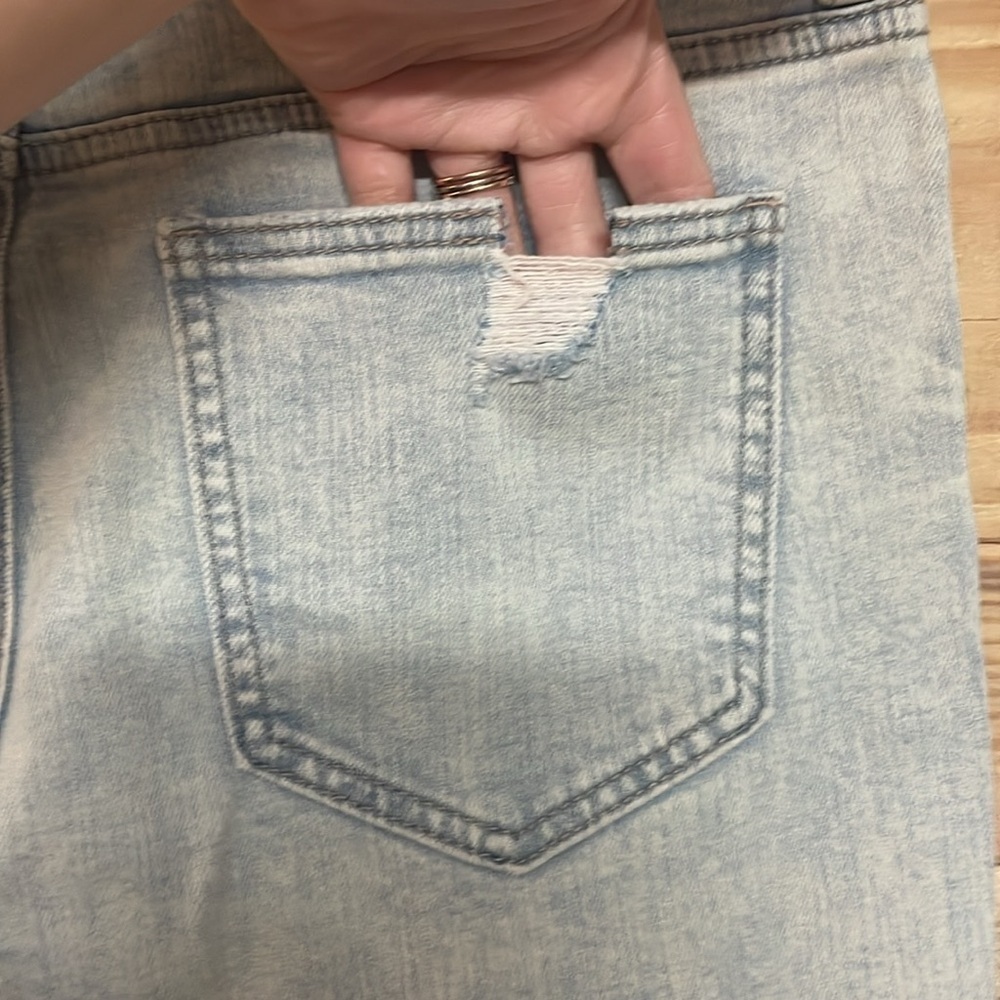 Eunina size 15 tobi super high rise distress mom Jean crop light wash no stretch - Picture 9 of 13